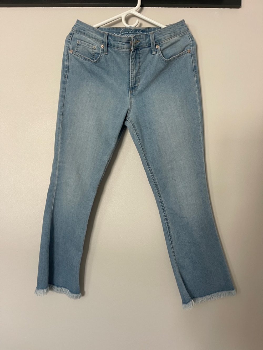 Gloria Vanderbilt Light Blue Flare Slimming Jeans with Raw Hem